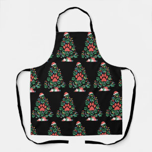 Paw Print Christmas Tree Dog Cat Mum Lover Apron