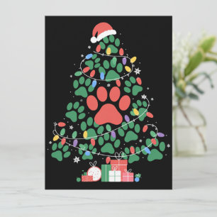 Paw Print Christmas Tree Dog Cat Mum Lover Holiday Card