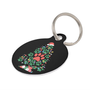 Paw Print Christmas Tree Dog Cat Mum Lover Pet Tag