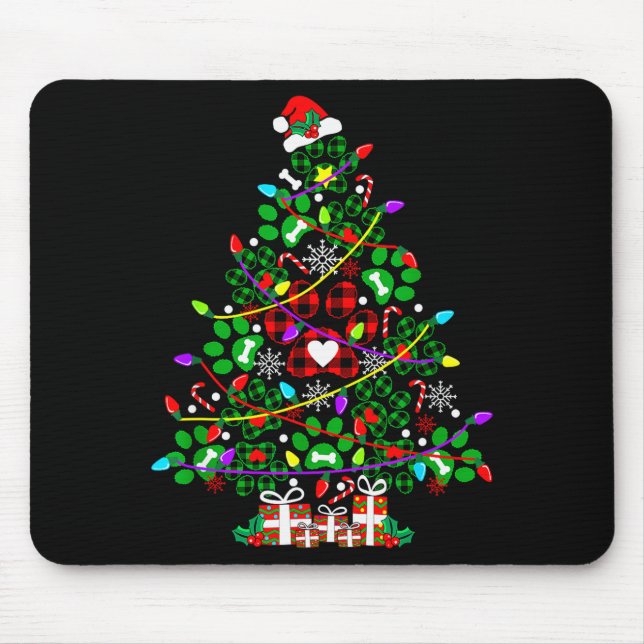 Paw Print Christmas Tree Dog Or Cat For Men Women  Mouse Pad (Front)