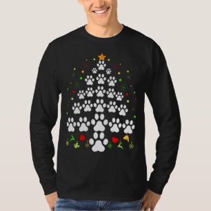 Paw Print Christmas Tree Lights Matching Family Xm T-Shirt
