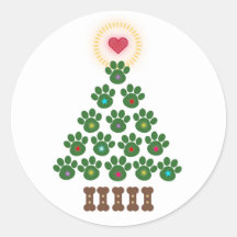 Paw Print Christmas Tree Stickers