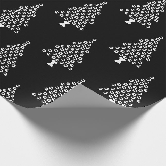 Paw Print Christmas Tree Wrapping Paper (Corner)