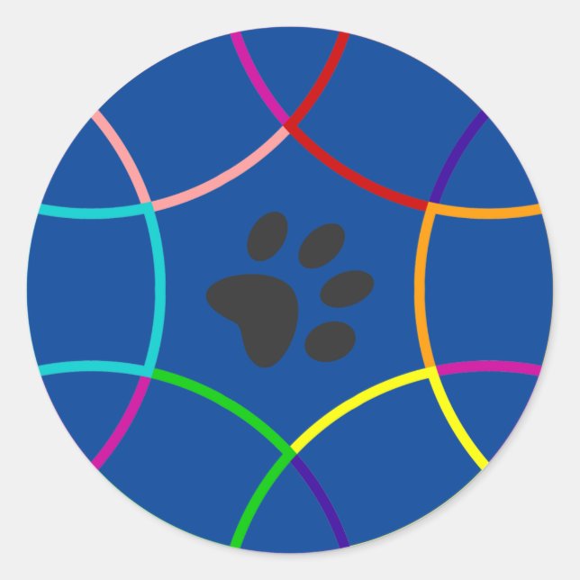 Paw print classic round sticker (Front)