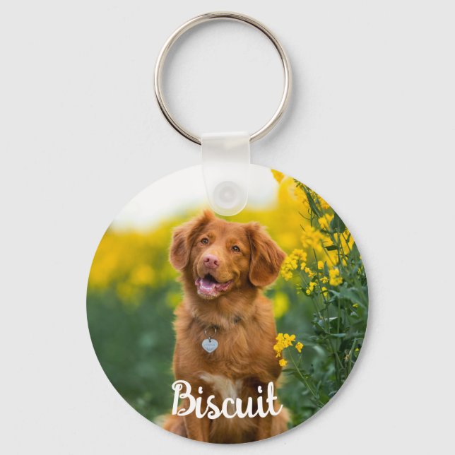 Paw Print Cookies Dark Purple Pattern Monogram Key Ring (Front)