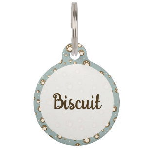 Paw Print Cookies Green Pattern Monogram Pet Tag