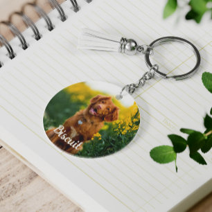 Paw Print Cookies Light Blue Pattern Monogram Key Ring