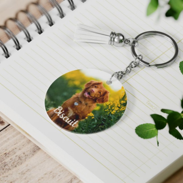 Paw Print Cookies Light Orange Pattern Monogram Key Ring (Creator Uploaded)