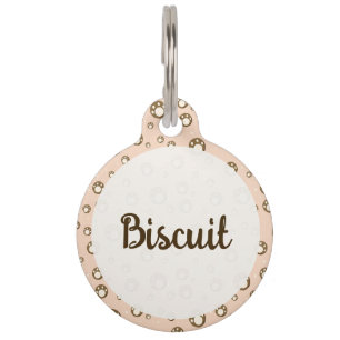Paw Print Cookies Light Orange Pattern Monogram Pet Tag