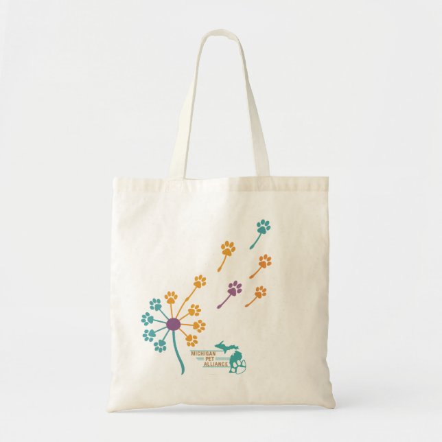 Paw Print Dandelion Tote Bag (Front)