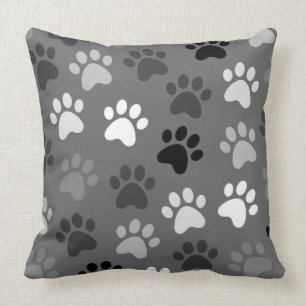 Paw Print Design Monochrome Cushion