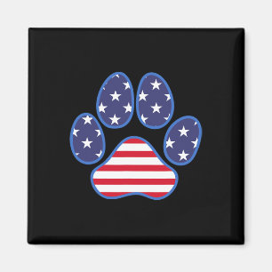 Paw Print Dog Cat 4th Of July American Flag Men Wo Magnet