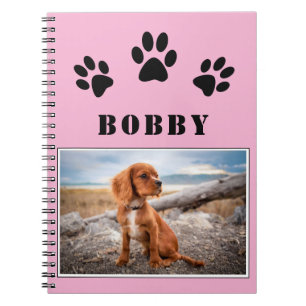 Paw Print Dog Pet Photo and Name Notebook