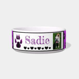 Paw Print. Dog's name and photo Custom Bowl
