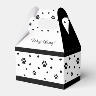 Paw Print Favour Box Black and White Dog Favour Bo