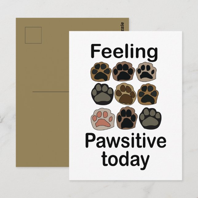 Paw Print Feeling Pawsitive Today Lets Pawty Postcard (Front/Back)