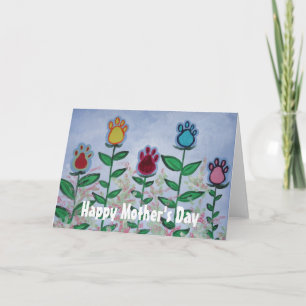 Paw Print Flowers Card