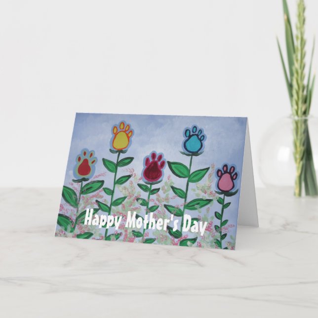 Paw Print Flowers Card (Front)