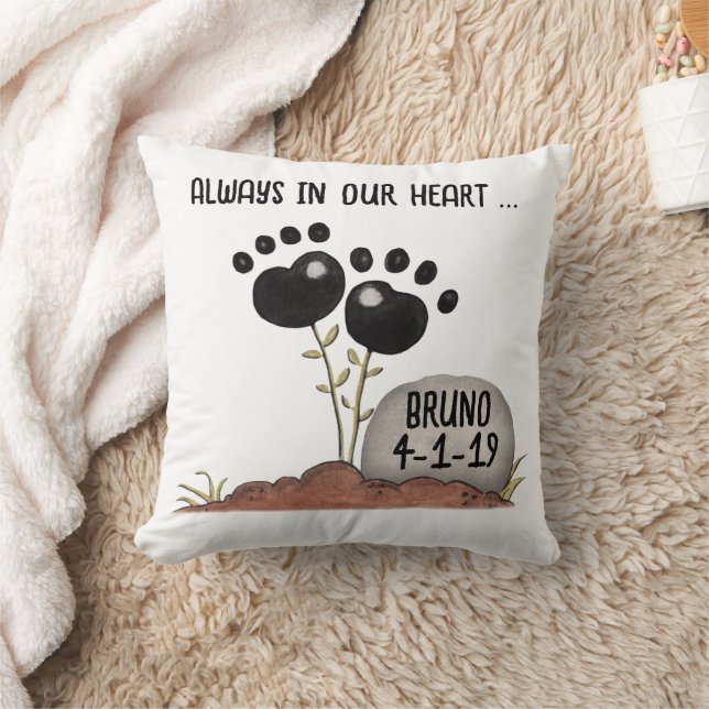 Paw Print Flowers Memory Pet Loss Cushion (Blanket)