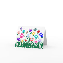 Paw print garden blank card