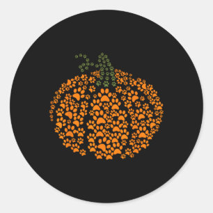 Paw Print Halloween Pumpkin Ghost Paw Dog Cat Love Classic Round Sticker