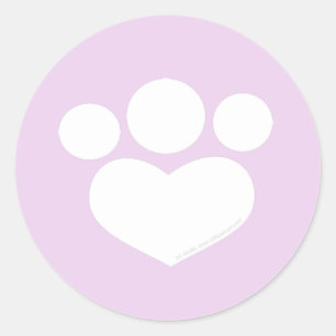 Paw Print Heart 1.5 inch Thistle Classic Round Sticker