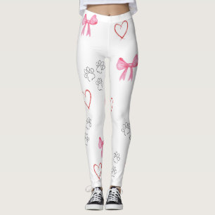 PAW PRINT,HEART AND BOWS LEGGINGS