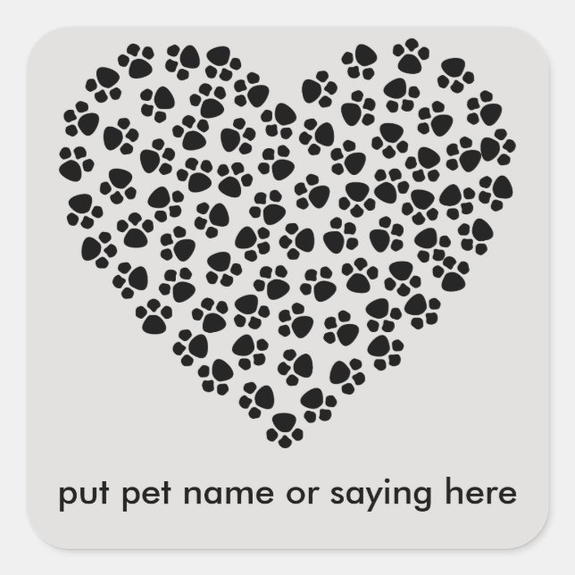 Paw print heart customise me sticker (Front)
