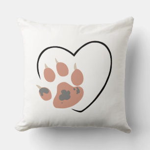 Paw print heart - Cute pet lover design Cushion