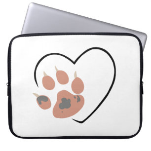 Paw print heart - Cute pet lover design  Laptop Sleeve