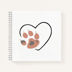 Paw print heart - Cute pet lover design Notebook