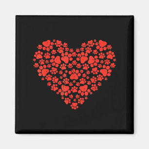 Paw Print Heart Cute Valentines Day Dog Cat Lover Magnet