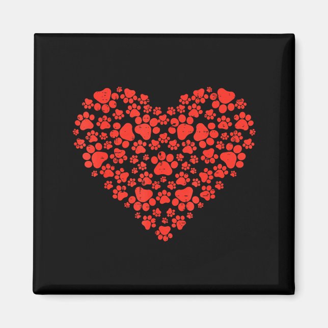 Paw Print Heart Cute Valentines Day Dog Cat Lover  Magnet (Front)