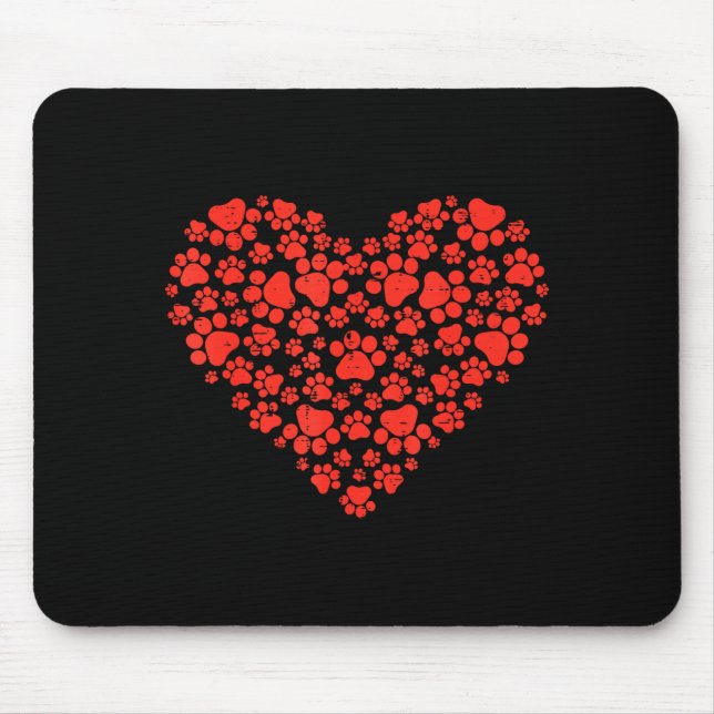 Paw Print Heart Cute Valentines Day Dog Cat Lover  Mouse Pad (Front)