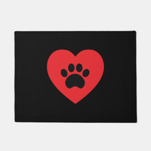 Paw Print Heart Door Mat