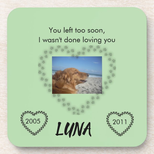 Paw Print Heart - Forever Loved Tribute Coaster (Front)