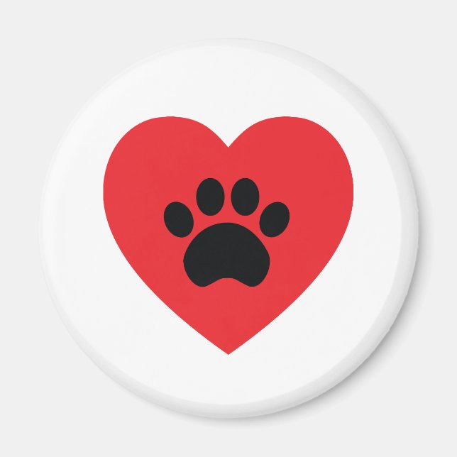 Paw Print Heart Magnet (Front)