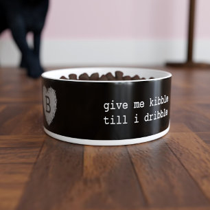 Paw Print Heart Monogram Black Cat Bowl