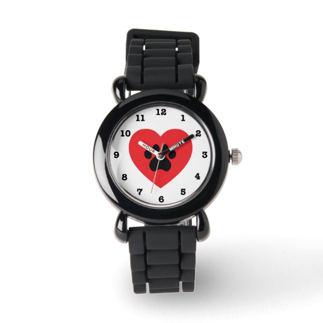 Paw Print Heart Numbered Wristwatch (Front)