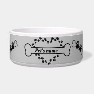 Paw print heart Personalised pet bowl