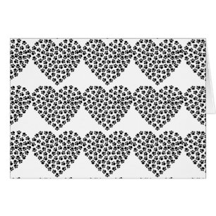 Paw print heart silhouette greeting card