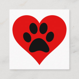 PAW PRINT HEART SQUARE BUSINESS CARD