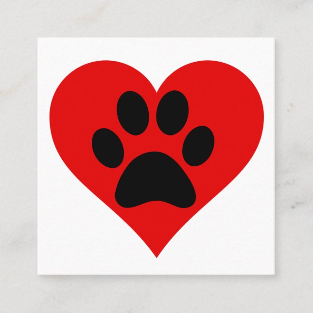 PAW PRINT HEART SQUARE BUSINESS CARD (Front)