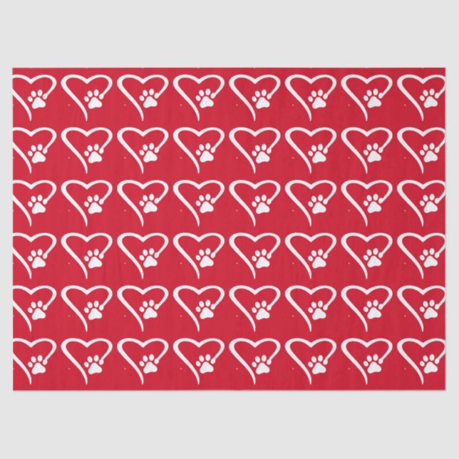 Paw Print Heart Tissue Paper (Front)