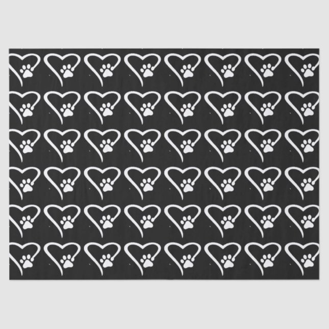Paw Print Heart Tissue Tissue Paper (Front)