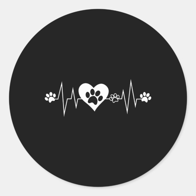 Paw Print Hebeat Veterinarian Vet Tech Pulse Classic Round Sticker (Front)