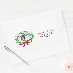 Paw Print Holiday Wreath Oversized Return Address Rectangular Sticker