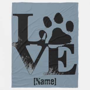Paw Print in LOVE Fleece Blanket