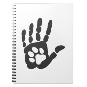 Paw print in the hand - Choose background color Notebook