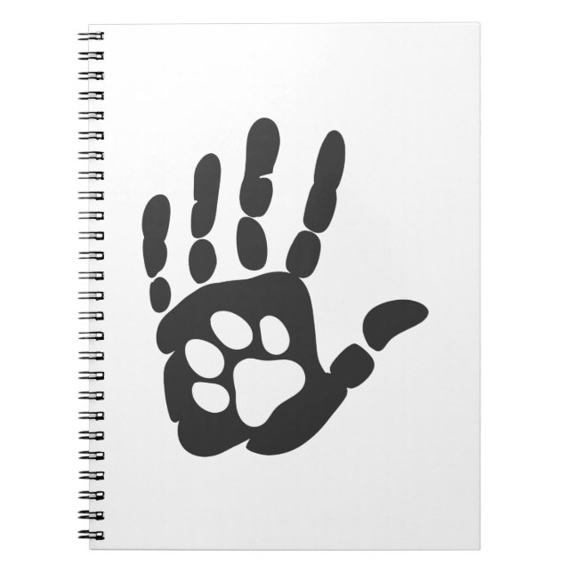 Paw print in the hand - Choose background colour Notebook (Front)